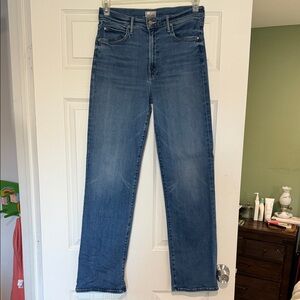 MOTHER Straight-Leg Jeans in Medium Blue Wash